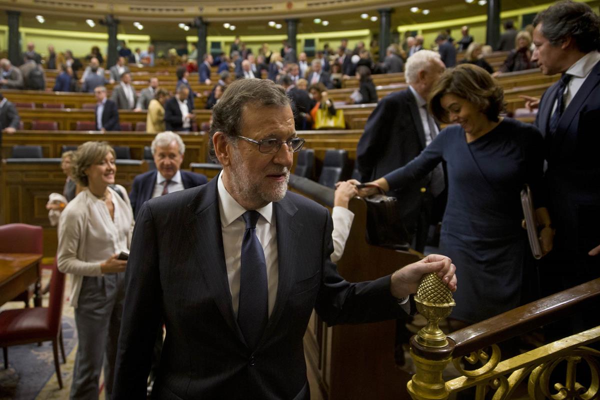 27/10/2016. Mariano Rajoy asiste al debate de investidura. Segunda jornada. El presidente del Gobierno en funciones y candidato, Mariano Raj...